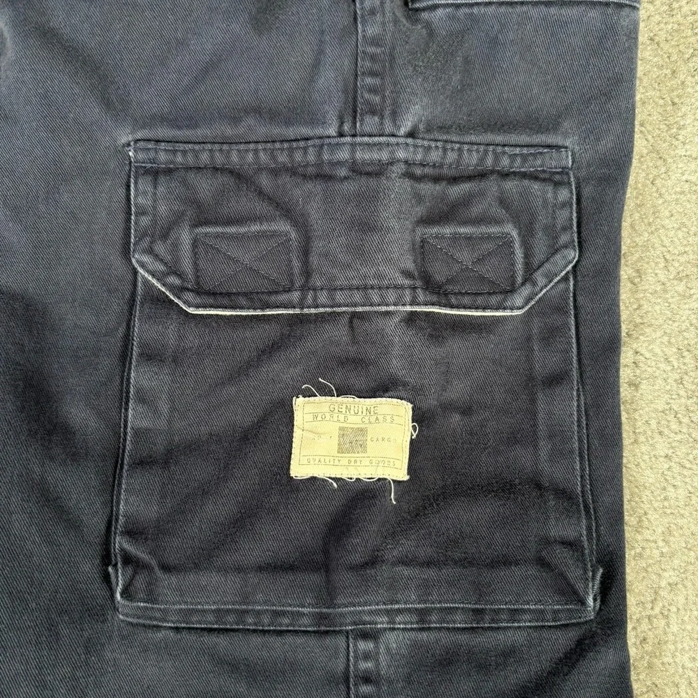 Vintage Sonoma Cargo Pants Youth Boys 8 Blue‎ Twill Wide Leg Baggy Utility Y2K